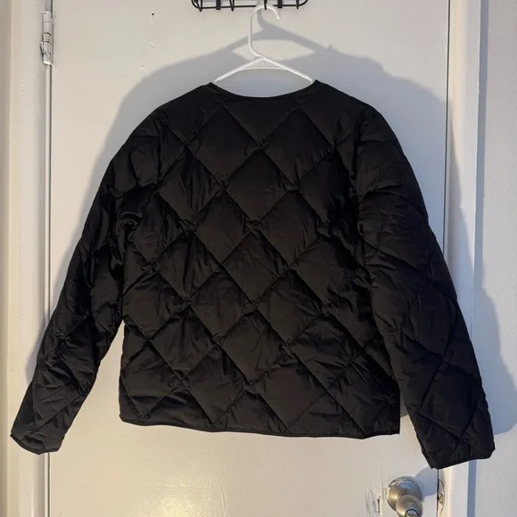 $425 Jenni Kayne Park Down Jacket Quilted Snap Button Classic Black XS - Picture 8 of 10